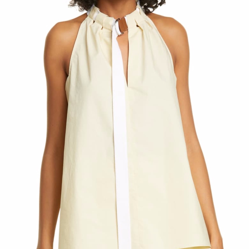 Tibi Tie Neck Poplin Top